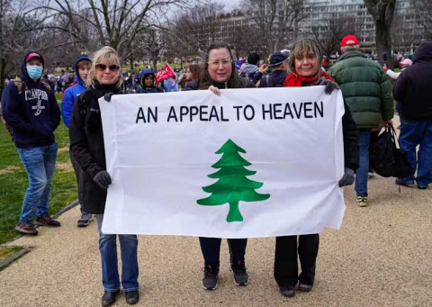 Leslie Hahner, Baylor University and Scott J. Varda, Baylor University, Demonstrators display a call for Christian nationalism at the Jan. 6, 2021, ‘Stop the Steal’ rally that preceded the storming of the Capitol